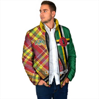 Dominica Creole Day Padded Jacket Madras Pattern Zipper Stylized - Wonder Print Shop