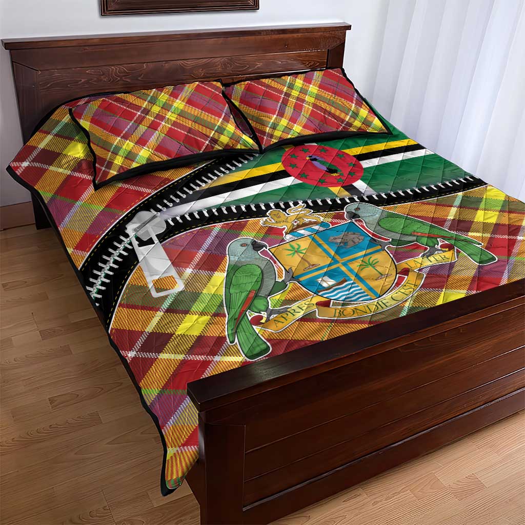 Dominica Creole Day Quilt Bed Set Madras Pattern Zipper Stylized - Wonder Print Shop
