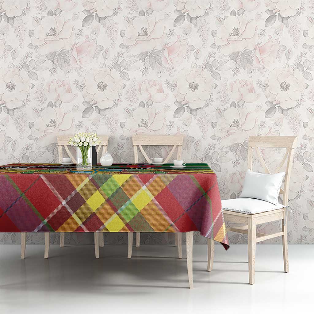 Dominica Creole Day Tablecloth Madras Pattern Zipper Stylized - Wonder Print Shop