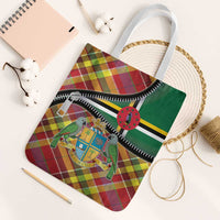 Dominica Creole Day Tote Bag Madras Pattern Zipper Stylized - Wonder Print Shop