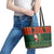 Custom South Africa Christmas Leather Tote Bag Geseende Kersfees Santa Claus African Pattern - Wonder Print Shop