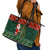 Custom South Africa Christmas Leather Tote Bag Geseende Kersfees Santa Claus African Pattern - Wonder Print Shop