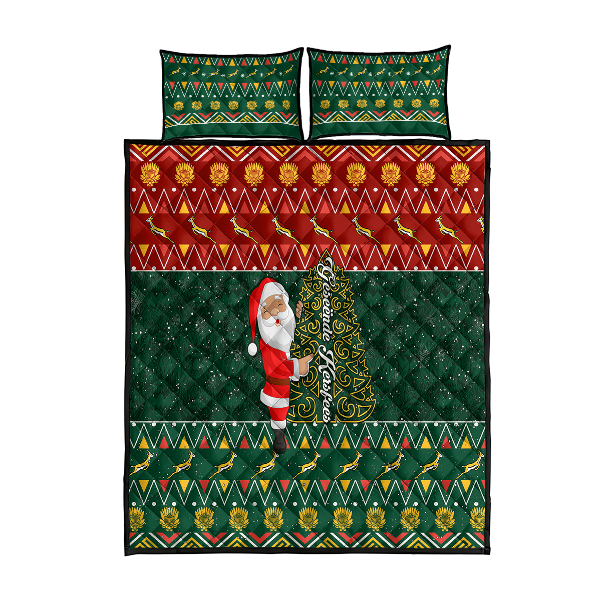 custom-south-africa-christmas-quilt-bed-set-geseende-kersfees-santa-claus-african-pattern