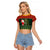 Custom South Africa Christmas Raglan Cropped T Shirt Geseende Kersfees Santa Claus African Pattern - Wonder Print Shop