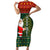 Custom South Africa Christmas Short Sleeve Bodycon Dress Geseende Kersfees Santa Claus African Pattern - Wonder Print Shop