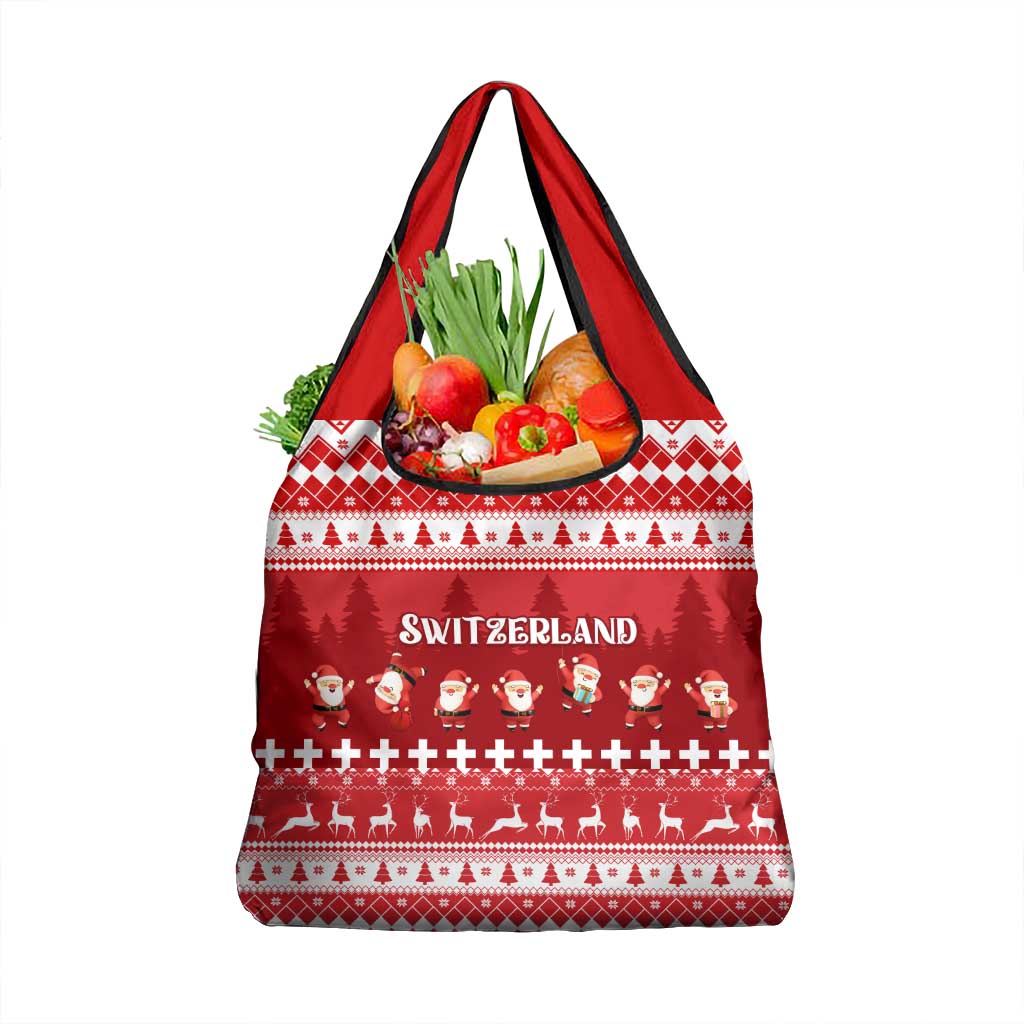 Custom Switzerland Christmas Grocery Bag Merry Christmas Funny Santa Claus