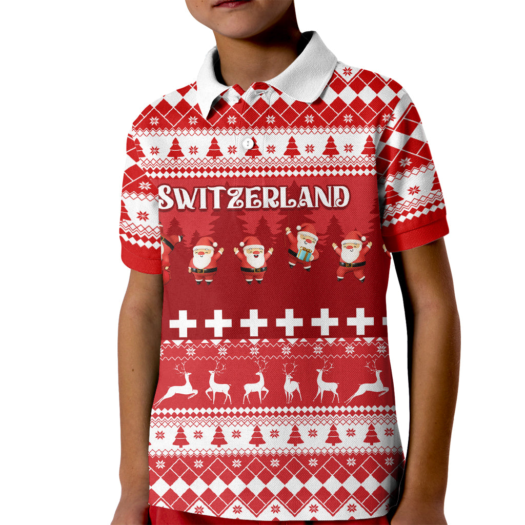 Custom Switzerland Christmas Kid Polo Shirt Merry Christmas Funny Santa Claus - Wonder Print Shop