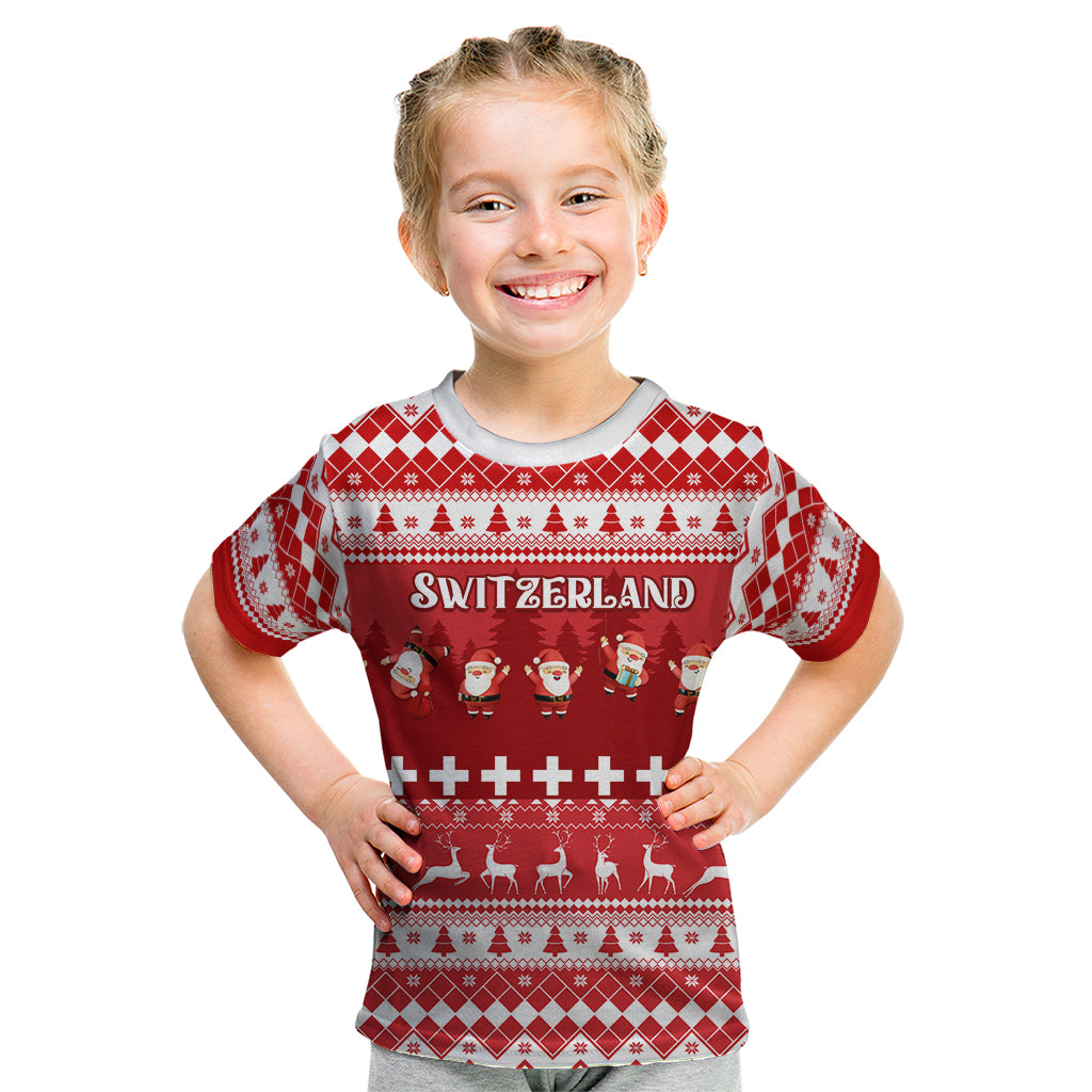 Custom Switzerland Christmas Kid T Shirt Merry Christmas Funny Santa Claus - Wonder Print Shop