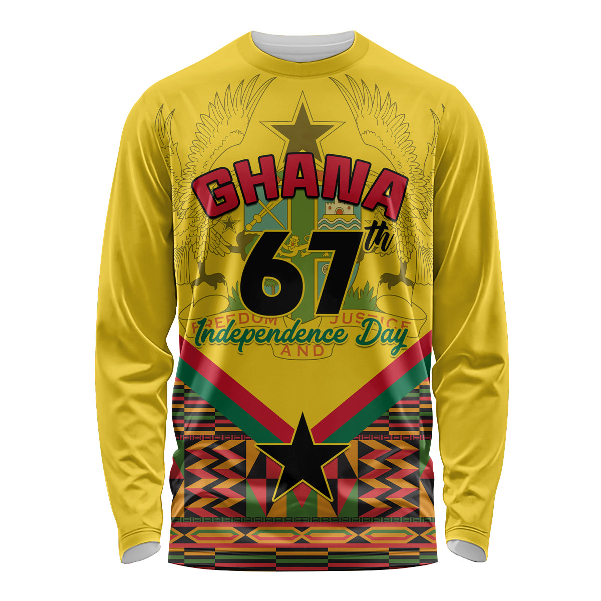 Ghana Independence Day Long Sleeve Shirt Freedom and Justice African Pattern