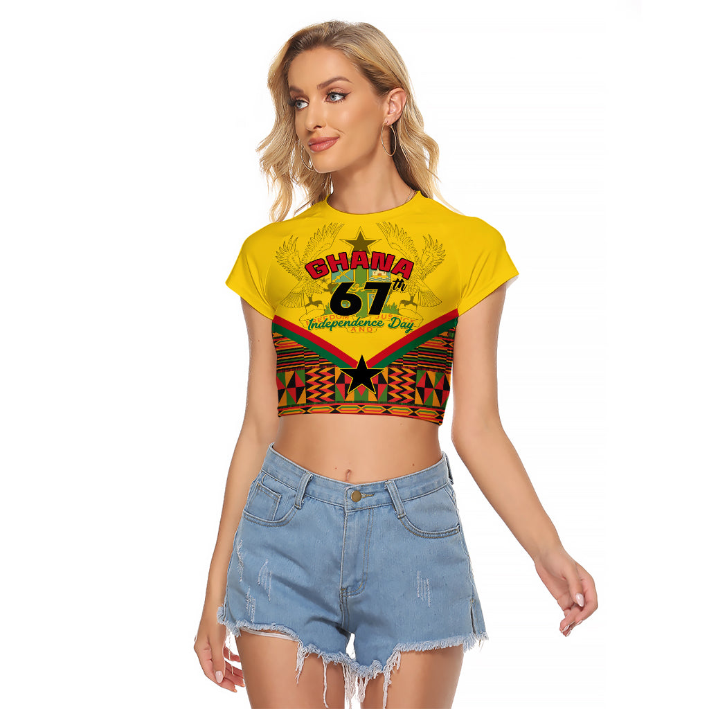 Ghana Independence Day Raglan Cropped T Shirt Freedom and Justice African Pattern