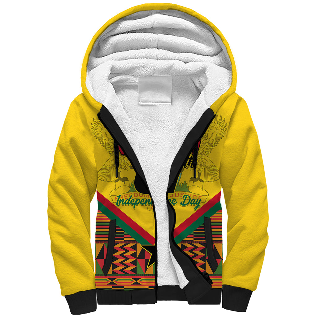 Ghana Independence Day Sherpa Hoodie Freedom and Justice African Pattern