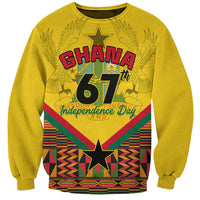 Yellow unisex sweatshirt with Ghana-themed front graphic, wings and large star