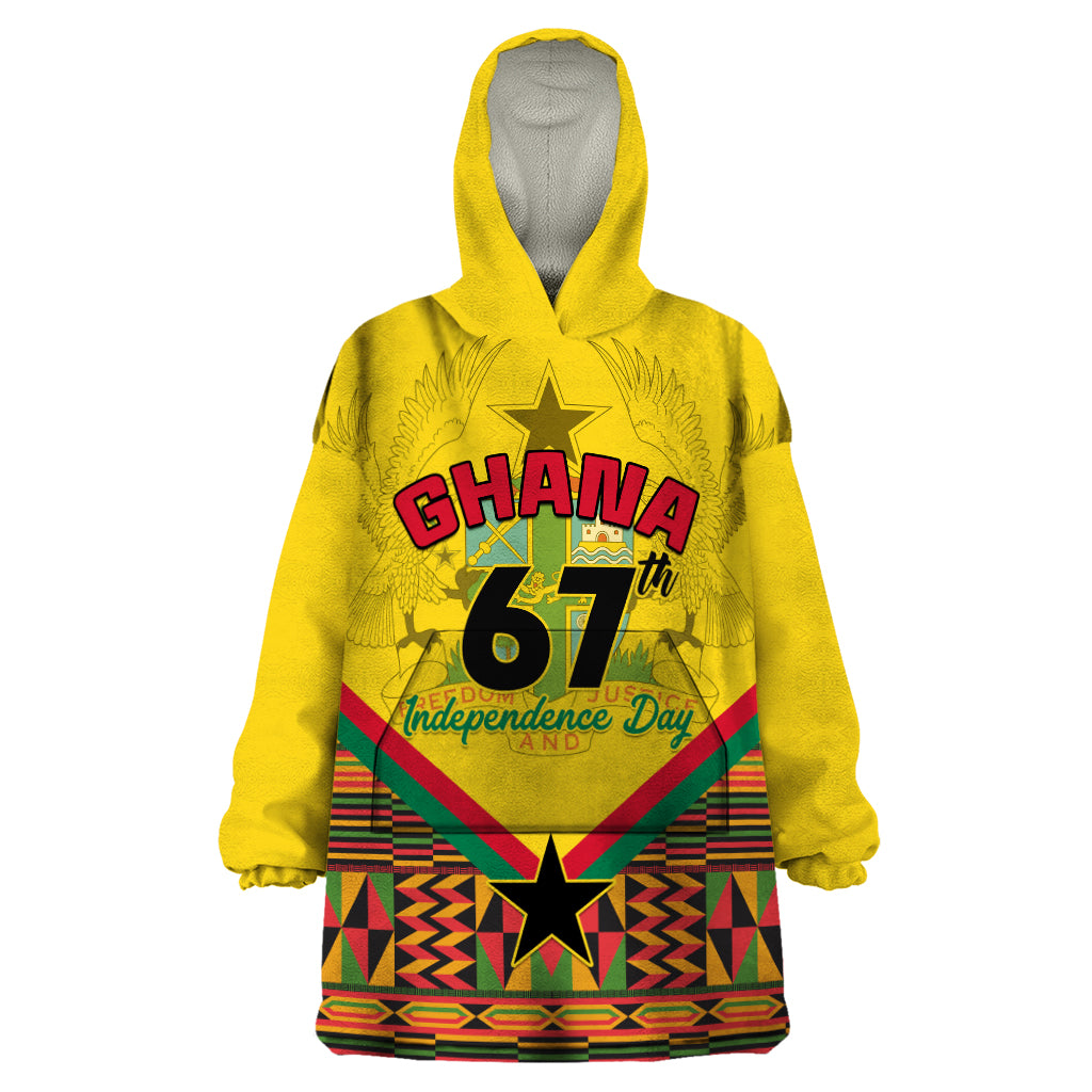 Ghana Independence Day Wearable Blanket Hoodie Freedom and Justice African Pattern