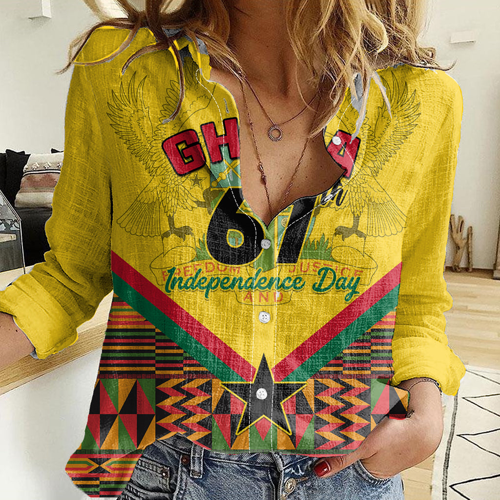 Ghana Independence Day Women Casual Shirt Freedom and Justice African Pattern