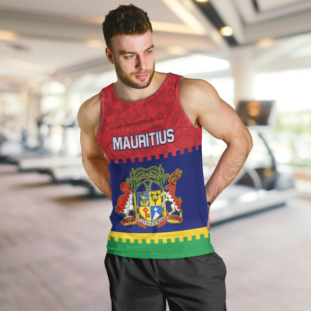 Mauritius Independence Day Men Tank Top Stella Clavisque Maris Indici Foral Pattern - Wonder Print Shop