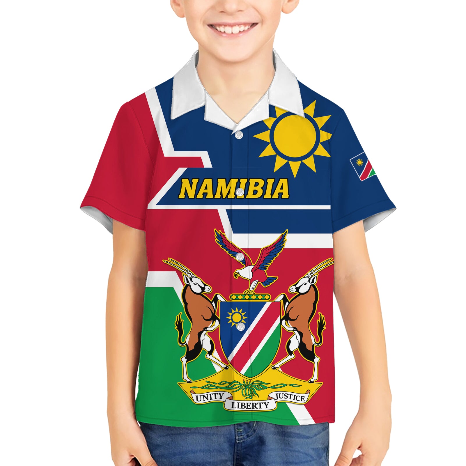 Namibia Independence Day Kid Hawaiian Shirt Coat Of Arms Unique Style - Wonder Print Shop