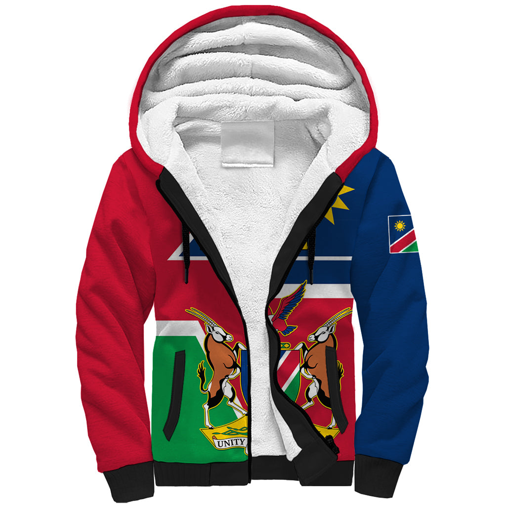 Namibia Independence Day Sherpa Hoodie Coat Of Arms Unique Style - Wonder Print Shop