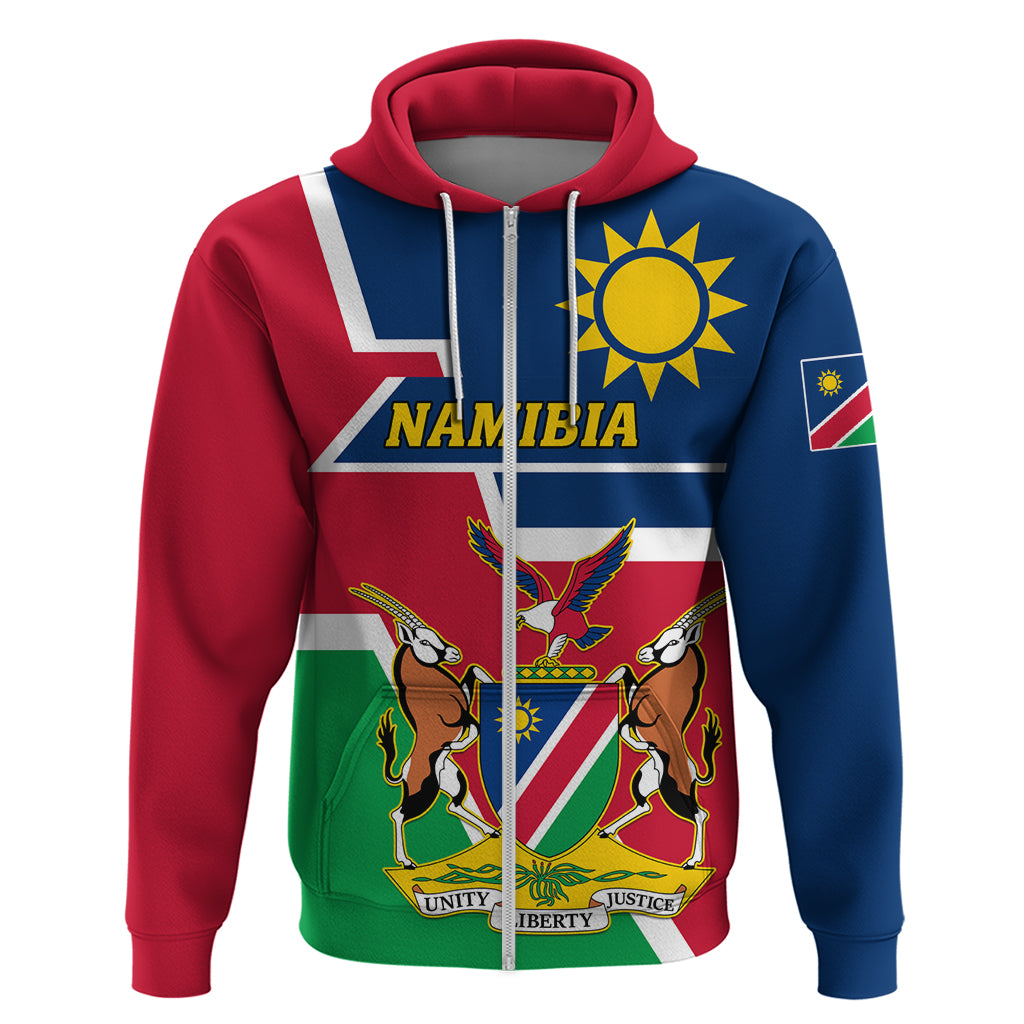 Namibia Independence Day Zip Hoodie Coat Of Arms Unique Style - Wonder Print Shop