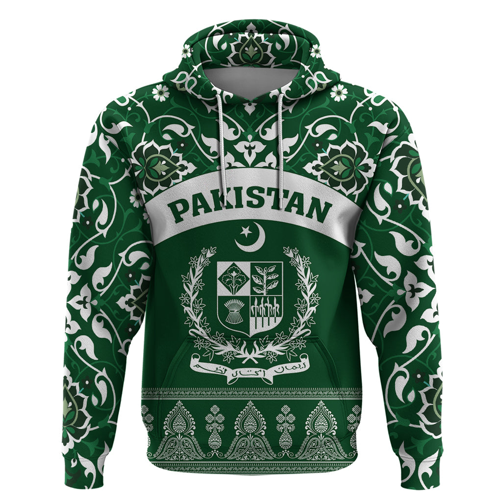 Pakistan Day Hoodie Coat Of Arms Mix Islamic Pattern - Wonder Print Shop