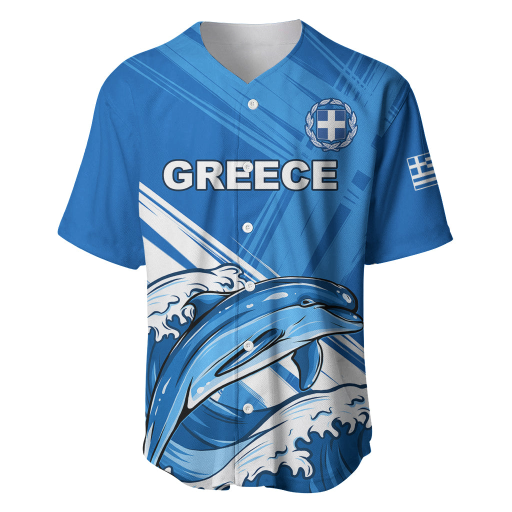 Greece Independence Day Baseball Jersey Eleftheria i Thanatos Dolphin Jumping - Wonder Print Shop