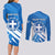 Greece Independence Day Couples Matching Long Sleeve Bodycon Dress and Long Sleeve Button Shirt Eleftheria i Thanatos Dolphin Jumping - Wonder Print Shop