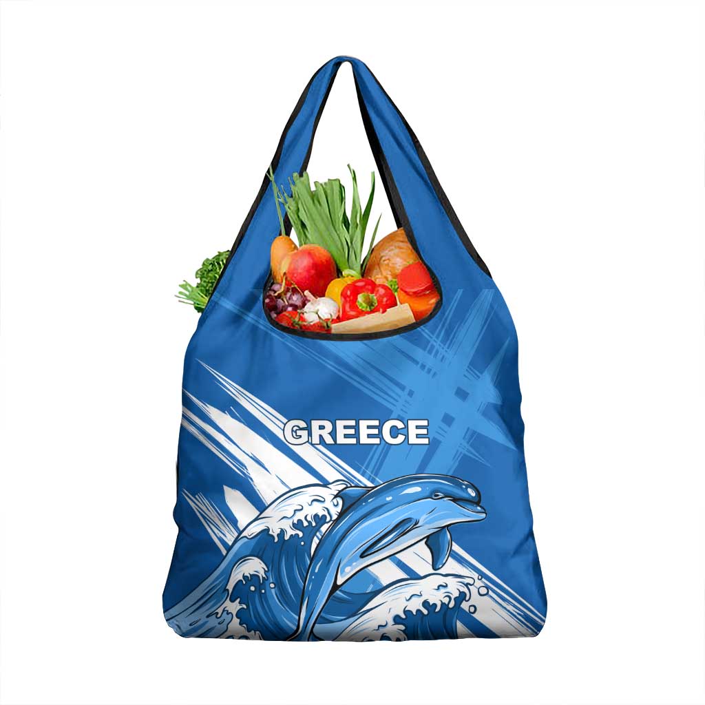 Greece Independence Day Grocery Bag Eleftheria i Thanatos Dolphin Jumping