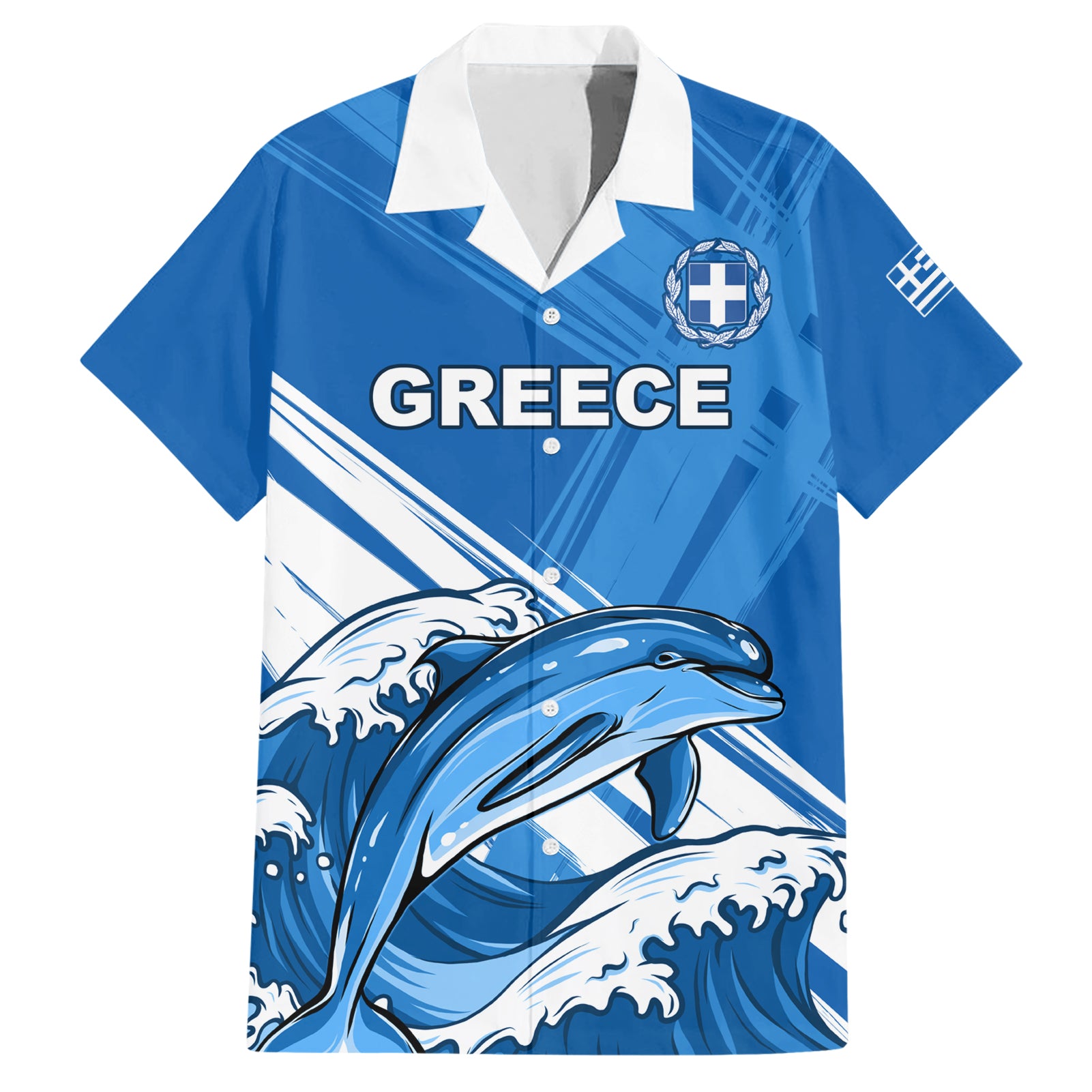 Greece Independence Day Hawaiian Shirt Eleftheria i Thanatos Dolphin Jumping - Wonder Print Shop