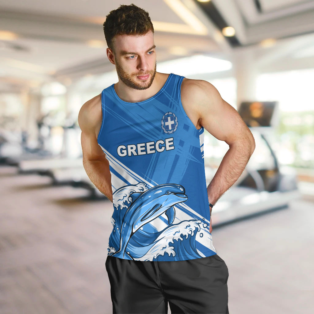 Greece Independence Day Men Tank Top Eleftheria i Thanatos Dolphin Jumping - Wonder Print Shop