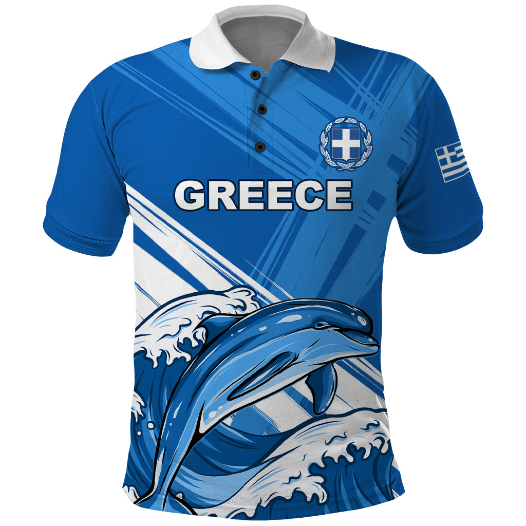 Greece Independence Day Polo Shirt Eleftheria i Thanatos Dolphin Jumping - Wonder Print Shop