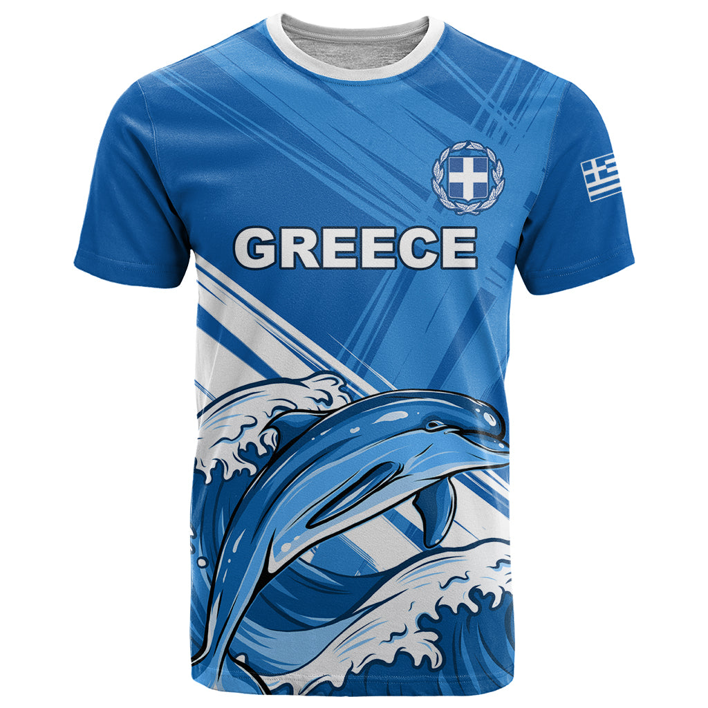 Greece Independence Day T Shirt Eleftheria i Thanatos Dolphin Jumping