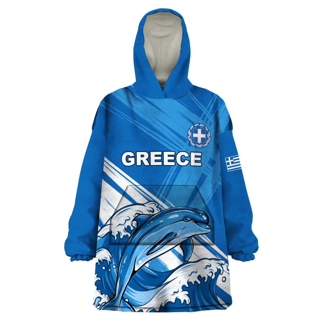 Greece Independence Day Wearable Blanket Hoodie Eleftheria i Thanatos Dolphin Jumping - Wonder Print Shop