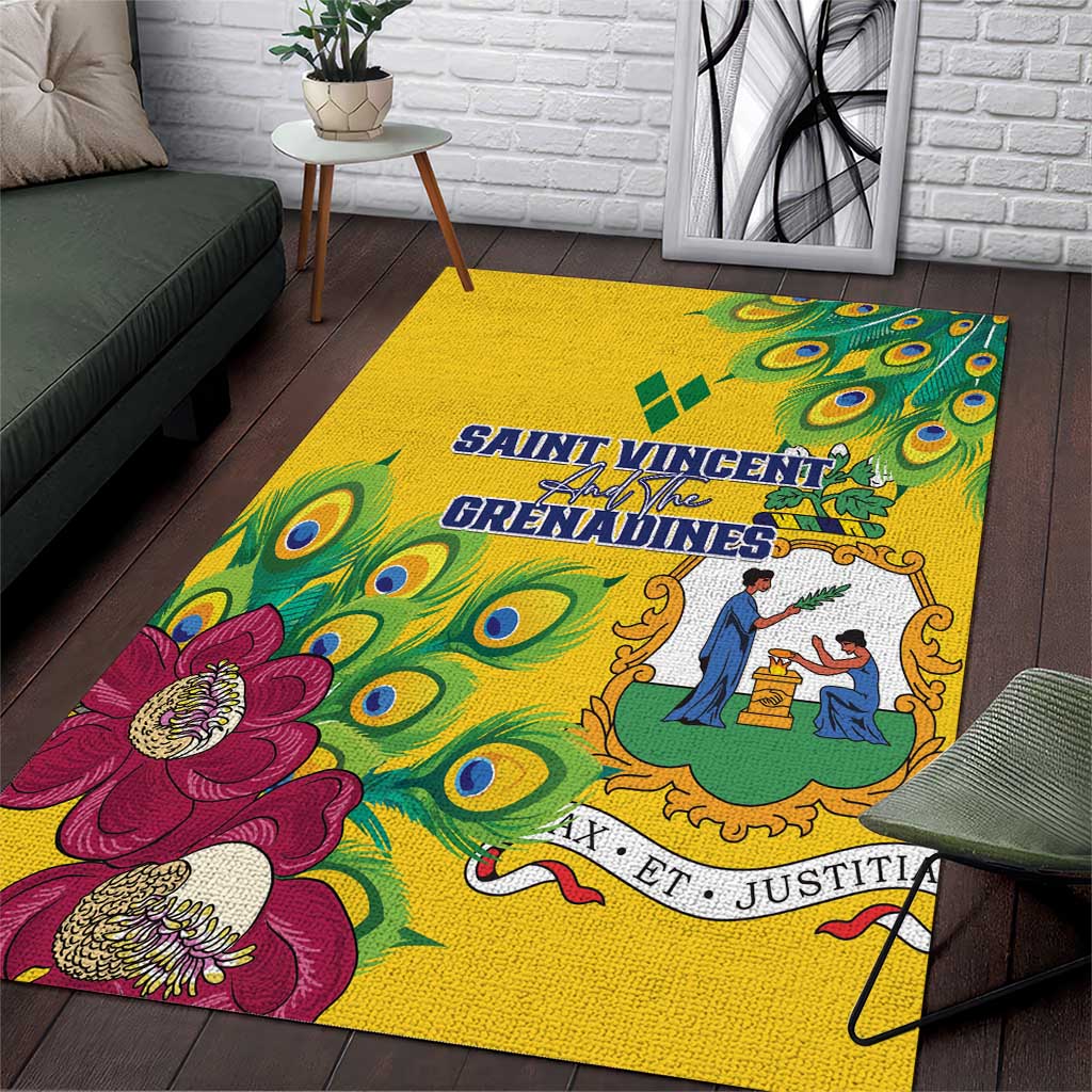 Saint Vincent and the Grenadines Area Rug Stylized Peacock Feather Royal