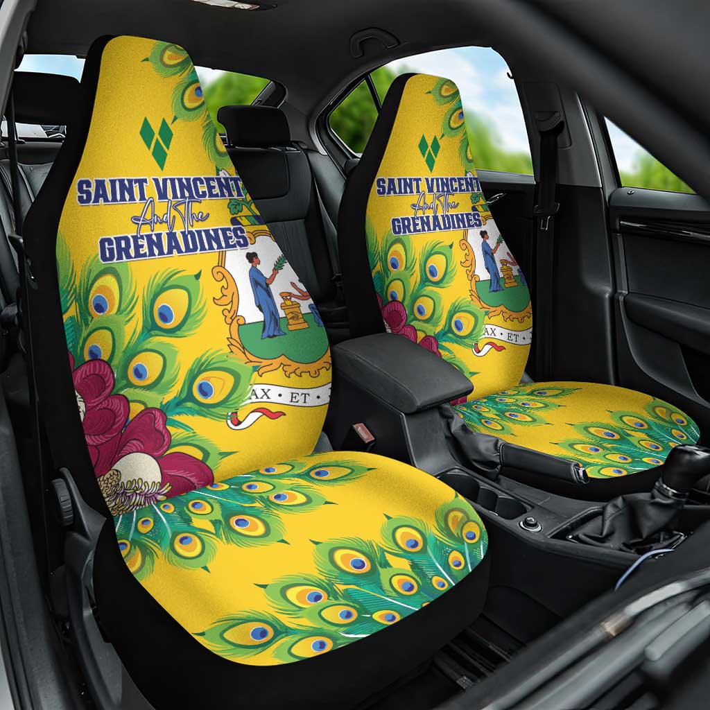 Saint Vincent and the Grenadines Car Seat Cover Stylized Peacock Feather Royal