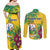 Personalized Saint Vincent and the Grenadines Couples Matching Off Shoulder Maxi Dress and Long Sleeve Button Shirt Stylized Peacock Feather Royal