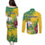 Personalized Saint Vincent and the Grenadines Couples Matching Puletasi and Long Sleeve Button Shirt Stylized Peacock Feather Royal