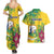 Personalized Saint Vincent and the Grenadines Couples Matching Summer Maxi Dress and Hawaiian Shirt Stylized Peacock Feather Royal