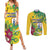 Personalized Saint Vincent and the Grenadines Couples Matching Summer Maxi Dress and Long Sleeve Button Shirt Stylized Peacock Feather Royal