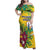 Personalized Saint Vincent and the Grenadines Family Matching Off Shoulder Maxi Dress and Hawaiian Shirt Stylized Peacock Feather Royal