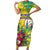 Personalized Saint Vincent and the Grenadines Family Matching Short Sleeve Bodycon Dress and Hawaiian Shirt Stylized Peacock Feather Royal