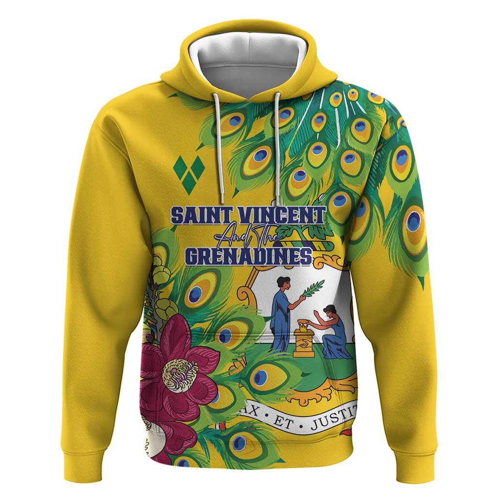 Personalized Saint Vincent and the Grenadines Hoodie Stylized Peacock Feather Royal