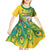 Personalized Saint Vincent and the Grenadines Kid Short Sleeve Dress Stylized Peacock Feather Royal