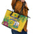 Saint Vincent and the Grenadines Leather Tote Bag Stylized Peacock Feather Royal