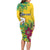 Personalized Saint Vincent and the Grenadines Long Sleeve Bodycon Dress Stylized Peacock Feather Royal