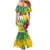 Personalized Saint Vincent and the Grenadines Mermaid Dress Stylized Peacock Feather Royal