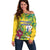 Personalized Saint Vincent and the Grenadines Off Shoulder Sweater Stylized Peacock Feather Royal