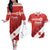 Personalised Canada Maple Leaf Couples Matching Off The Shoulder Long Sleeve Dress and Hawaiian Shirt A mari usque ad mare