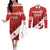 Personalised Canada Maple Leaf Couples Matching Off The Shoulder Long Sleeve Dress and Long Sleeve Button Shirt A mari usque ad mare