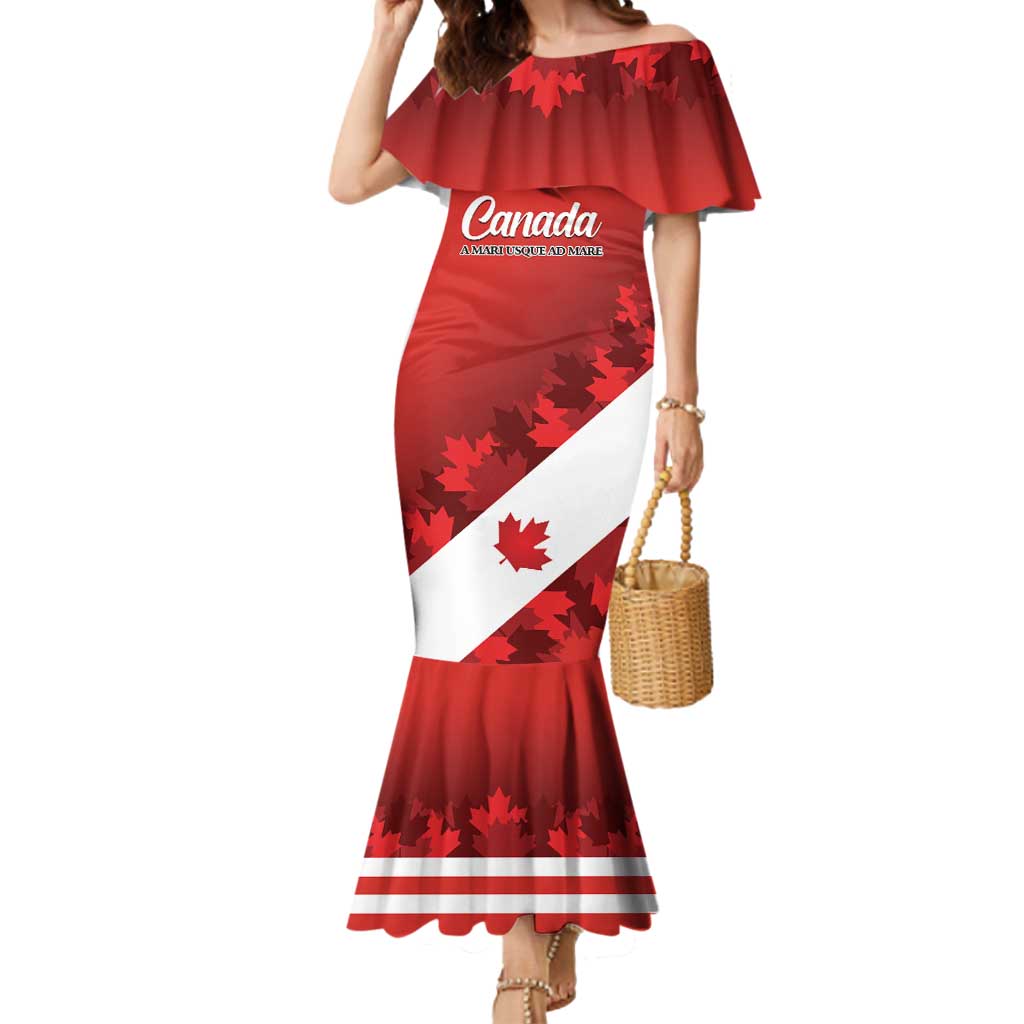 Personalised Canada Maple Leaf Mermaid Dress A mari usque ad mare