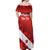 Personalised Canada Maple Leaf Off Shoulder Maxi Dress A mari usque ad mare