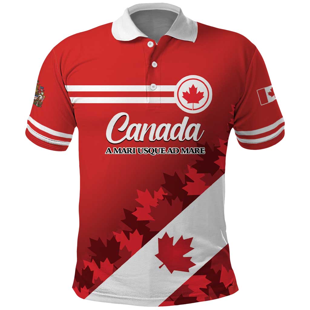 Personalised Canada Maple Leaf Polo Shirt A mari usque ad mare